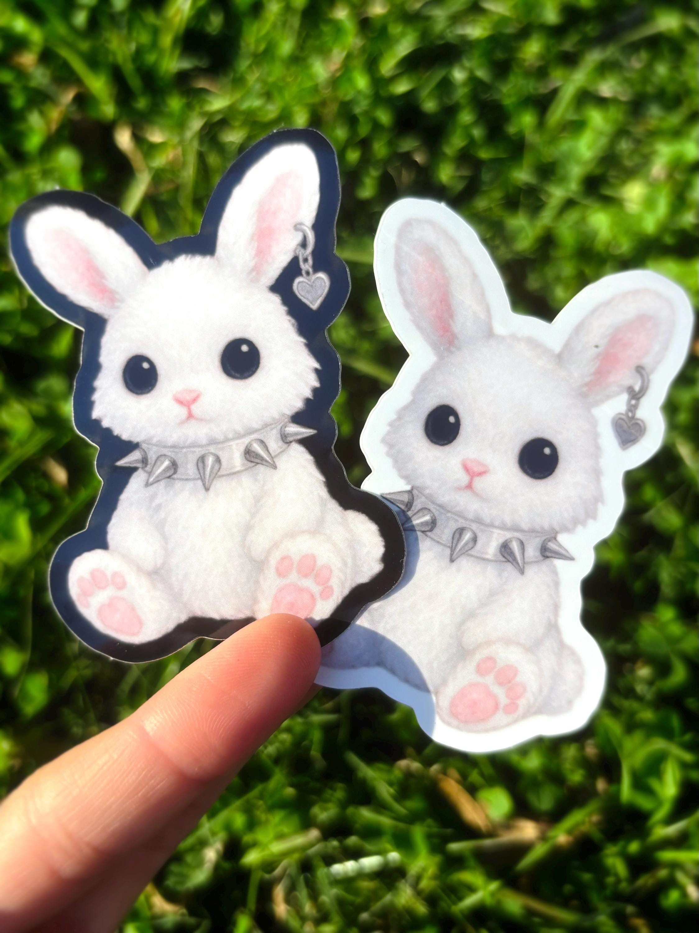 Goth White Bunny Sticker: Punk Rabbit Sticker, Gothic Animals Sticker ...