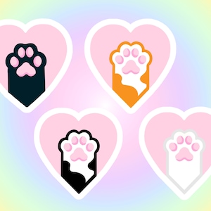 Pack d'autocollants en vinyle pattes de chat kawaii - Stickers chatons mignons en forme de coeur
