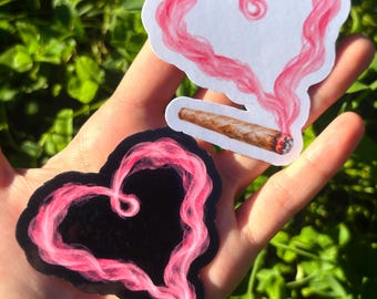 Pinkfarbener Herz-Rauchaufkleber: Süßer Joint-Aufkleber, Geschenkidee für Kifferinnen