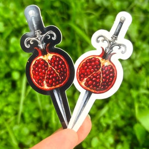 Pomegranate Dagger Sticker Pack: Surreal Art Sticker Set, Persephone Stickers, Sword Sticker, Dark Academia Aesthetic