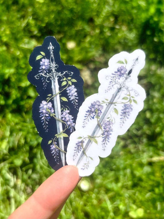 Wisteria Sword Sticker: Floral Fantasy Dagger, Girl Knight Medieval Sword, Gothic Cottagecore Weapon Art, Dark Romance Sword Sticker