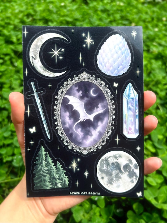 Dragon Fantasy Sticker Sheet: Romantasy Stickers, Dark Fantasy Journal Stickers, Bookish Gift