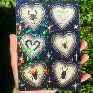 Gothic Insect Sticker Sheet: Creepy Cute Stickers, Victorian Gothic Aesthetic, Goth Luna Moth Decal, Scorpion Art image 3