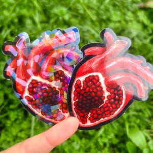 Pomegranate Heart Sticker Pack: Anatomical Human Heart Sticker, Surreal Art Sticker Set, Persephone Stickers, Dark Academia Aesthetic image 4