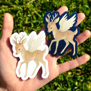 Angelic Deer Sticker Pack - Creepy Cute Deer Sticker, Weird Animal Sticker Set, Deer With Antlers Sticker, Pretty Deer Sticker, Buck Decal