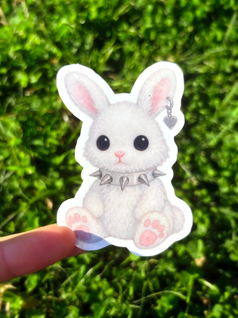 Goth White Bunny Sticker: Punk Rabbit Sticker, Gothic Animals Sticker ...