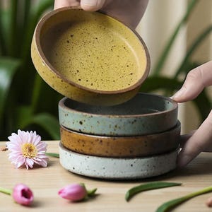 Retro Ceramic Dipping Dish – Small Round Sauce Bowl for Soy, Vinegar, Spices & Seasonings | Vintage Appetizer Plate