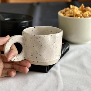 Korean Ceramic Coffee Mug – Artistic Ink Glaze with Ring Handle