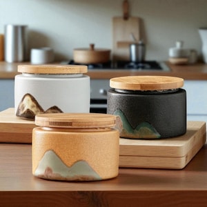 Wabi Sabi Ceramic Jar with Lid | Handmade Japanese Canister for Tea, Herbs & Spices | Minimalist Zen Storage for Calm, Natural Homes