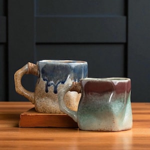 Artisan Keramik Kaffeetasse - 300ml Retro Ästhetische Keramik Tasse für Milch, Saft & Tee | Handgefertigtes Trinkgefäß für Zuhause und das Büro