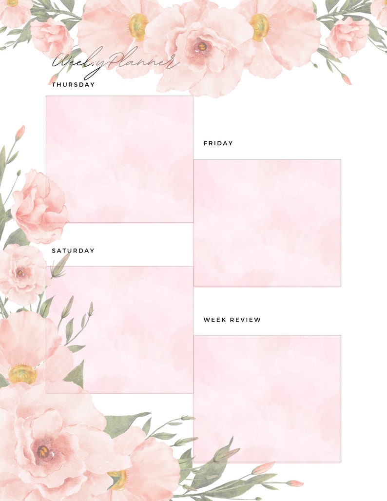3 Page Floral Weekly Planner Bundle - Etsy