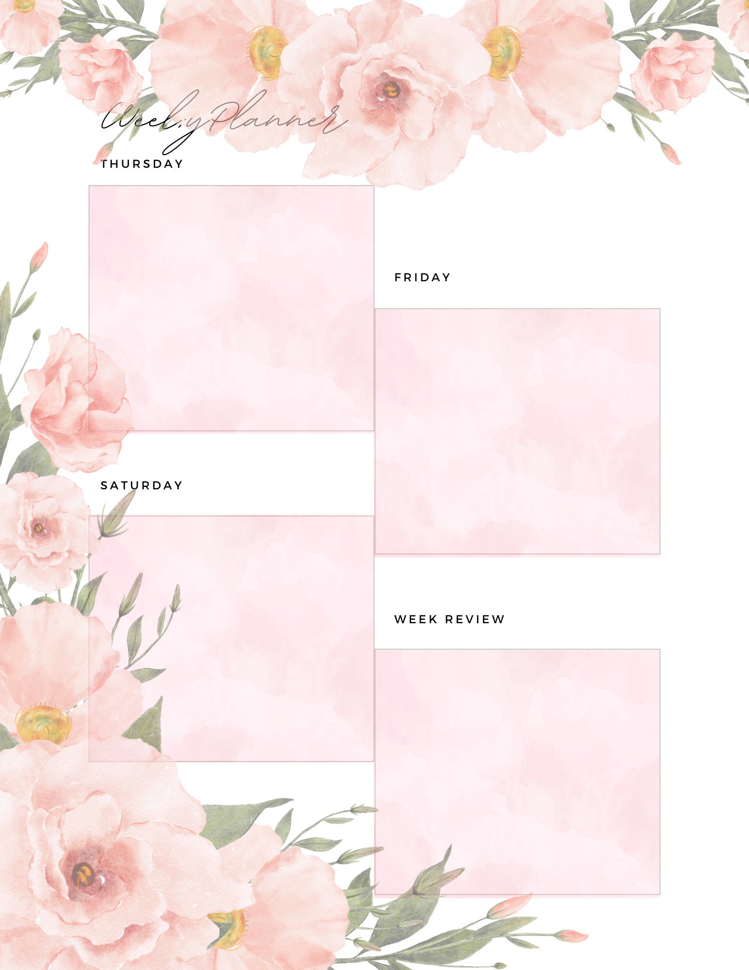 3 Page Floral Weekly Planner Bundle - Etsy