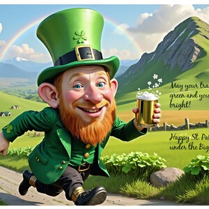 Carte pour la Saint-Patrick 7 x 5 po. (STP14) - Carte exclusive pour la Saint-Patrick avec enveloppe, vierge à l'intérieur, fabriquée dans le Montana