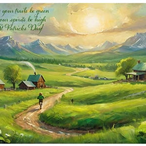 Carte pour la Saint-Patrick 7 x 5 po. (STP6) - Carte exclusive pour la Saint-Patrick avec enveloppe, vierge à l'intérieur, fabriquée dans le Montana