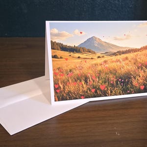 Cartes de correspondance Montana pour la Saint-Valentin de 7 x 5 po. (10/12) - Carte de Saint-Valentin exclusive avec enveloppe, vierge à l'intérieur, fabriquée au Montana