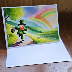 Carte pour la Saint-Patrick 7 x 5 po. (STP11) - Carte exclusive pour la Saint-Patrick avec enveloppe, vierge à l'intérieur, fabriquée dans le Montana