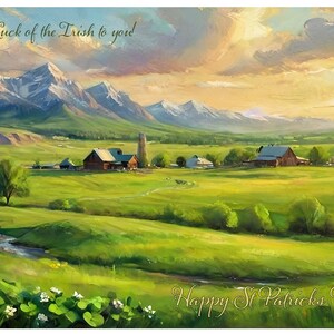 Carte pour la Saint-Patrick 7 x 5 po. (STP5) - Carte exclusive pour la Saint-Patrick avec enveloppe, vierge à l'intérieur, fabriquée dans le Montana