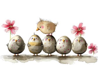 Funny Bunnies & Chicks Easter Card (EAS 38)–  Montana Notecard