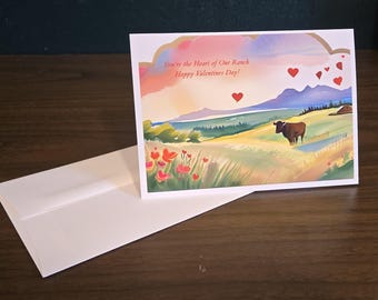 Cartes de correspondance Montana Saint-Valentin 7 x 5 po. (6/12) - Carte de Saint-Valentin exclusive avec enveloppe, vierge à l'intérieur, fabriquée dans le Montana