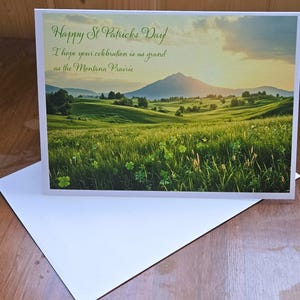 Carte pour la Saint-Patrick 7 x 5 po. (STP1) - Carte exclusive pour la Saint-Patrick avec enveloppe, vierge à l'intérieur, fabriquée dans le Montana