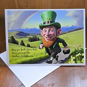 Carte pour la Saint-Patrick 7 x 5 po. (STP13) - Carte exclusive pour la Saint-Patrick avec enveloppe, vierge à l'intérieur, fabriquée dans le Montana