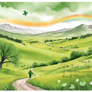 Carte pour la Saint-Patrick 7 x 5 po. (STP8) - Carte exclusive pour la Saint-Patrick avec enveloppe, vierge à l'intérieur, fabriquée dans le Montana