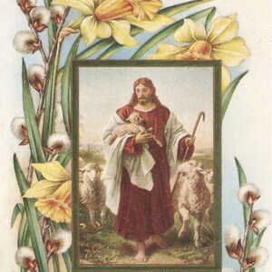 Carte de Pâques vintage 7 x 5" (EAS 26) - Carte exclusive du dimanche de Pâques avec enveloppe, vierge à l'intérieur, fabriquée dans le Montana