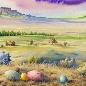 Carte de Pâques 7 x 5 pouces (sans texte) (EAS 13NT) - Carte de Pâques exclusive avec enveloppe, vierge à l'intérieur, fabriquée dans le Montana