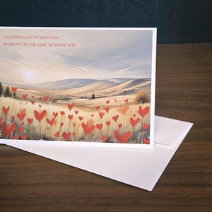 Cartes de correspondance Montana pour la Saint-Valentin de 7 x 5 po. (8/12) - Carte de Saint-Valentin exclusive avec enveloppe, vierge à l'intérieur, fabriquée au Montana