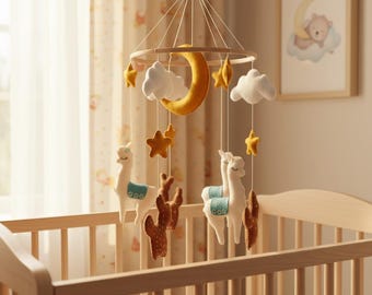 Llama Cactus Baby Mobile: Boho Nursery Decor