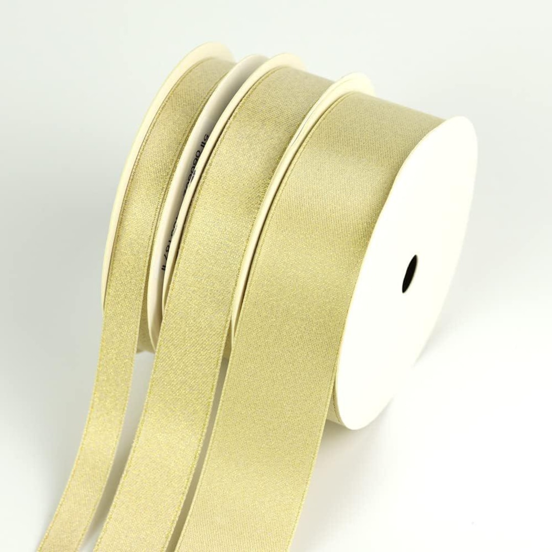 Gold Glitter Satin Ribbon: Wired Edge, Gift Wrapping, DIY Crafts - Etsy UK