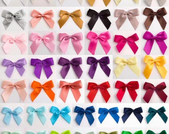 Satin Ribbon Bows 10 Pieces Self Adhesive Pre Tied Bows for DIY Craft Gift Wrapping Sewing Wedding Baby Shower Decoration Card Making 5cm