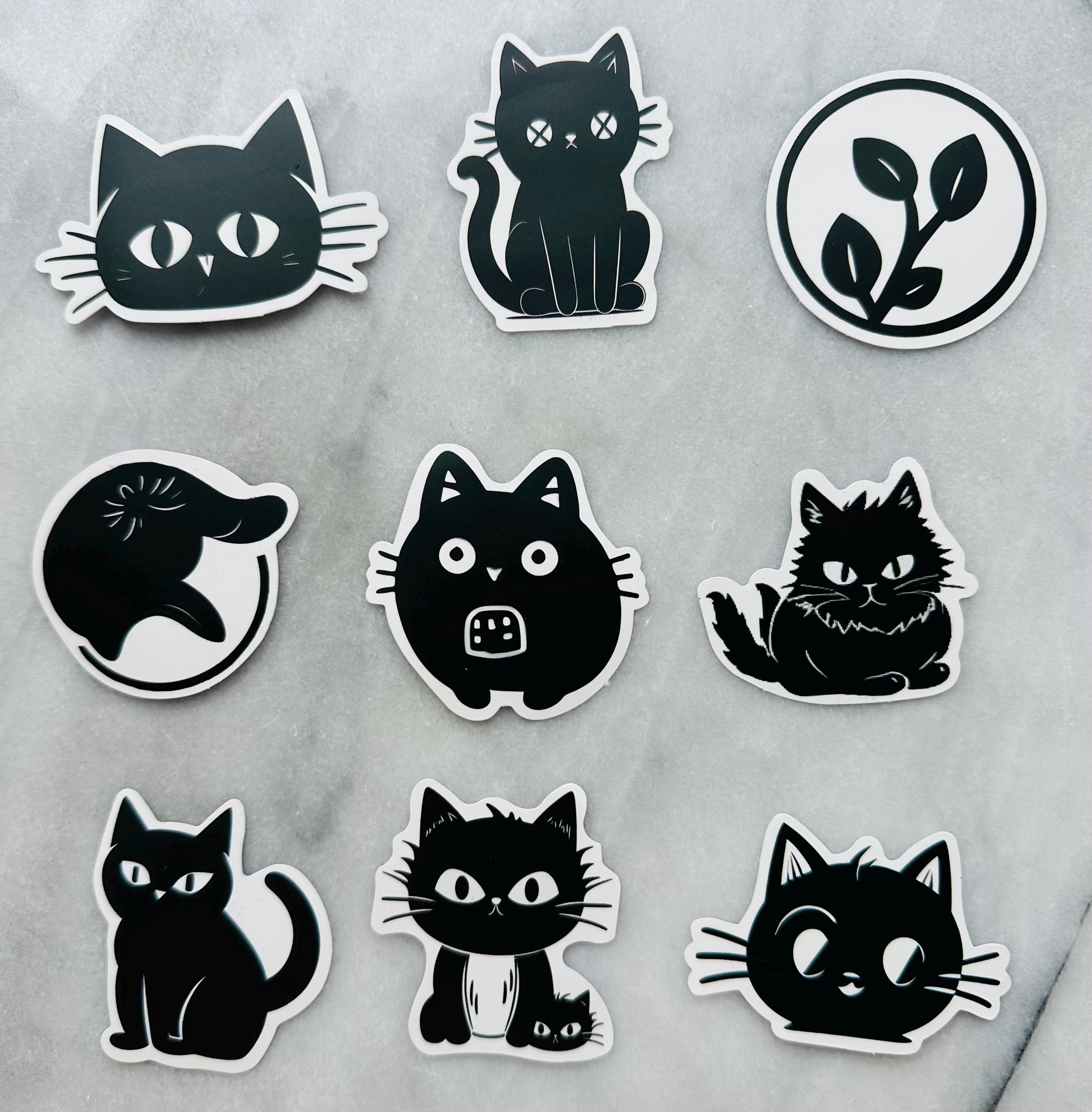 Black Cat Stickers: Waterproof Vinyl Decals for Laptop, Water Bottle - Etsy