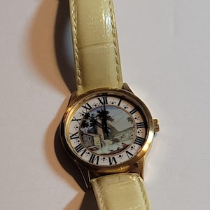 Ladies Vintage Watch Fox Hunt Roman Numerals Metro Museum of Art Pearl Leather