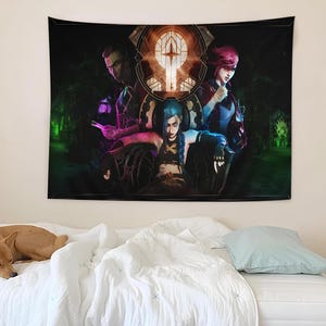 アーケイン ウォール タペストリー、リーグ オブ レジェンド ウォール ハンギング、アニメ カスタム タペストリー、ウォール ルーム アート デコレーション、アニメ ウォール タペストリー