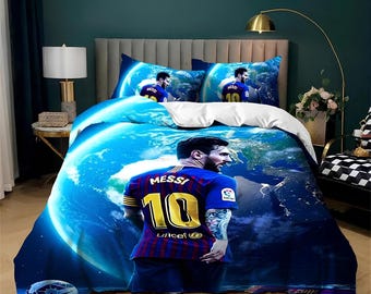 Lionel Messi Bedding Set: Soccer Fan Duvet Cover, Custom Bedding