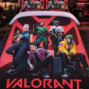 Valorant Duvet Cover Set, Valorant Bedding, Gaming Bedroom Decor, Jett Sage Killjoy Reyna, Gamer Gift