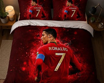 Juego de funda nórdica Cristiano Ronaldo CR7, decoración de dormitorio de fútbol.
