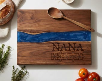 Tabla de cocina personalizada para el Día de la Madre, regalo para mamá o abuela, rompecabezas grabado con nombres de hijos y nietos, regalo de hijos o nietos.