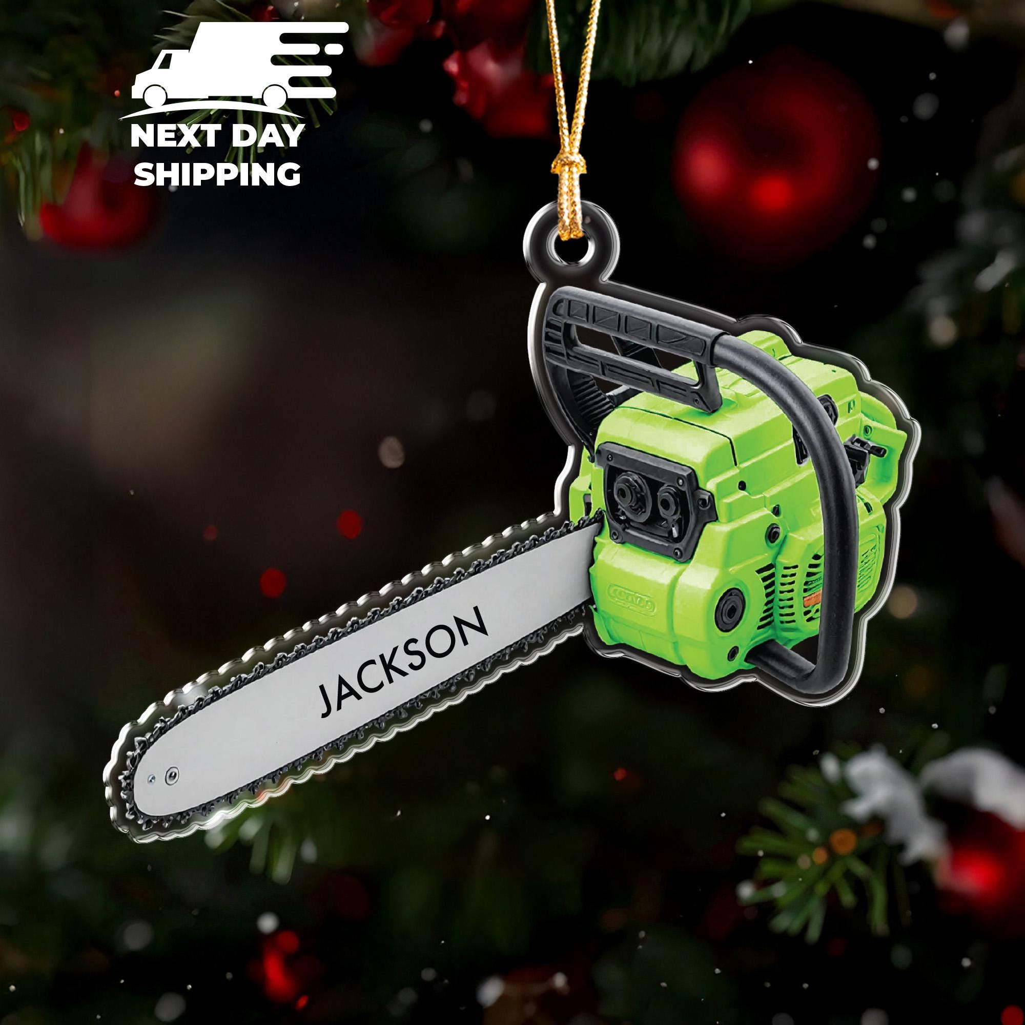 Miniature Chainsaw Ornament, Arborist Chainsaw Ornament, Logger Tree Keepsake, Custom Name Ornament, Personalized Gift For Arborist Dad