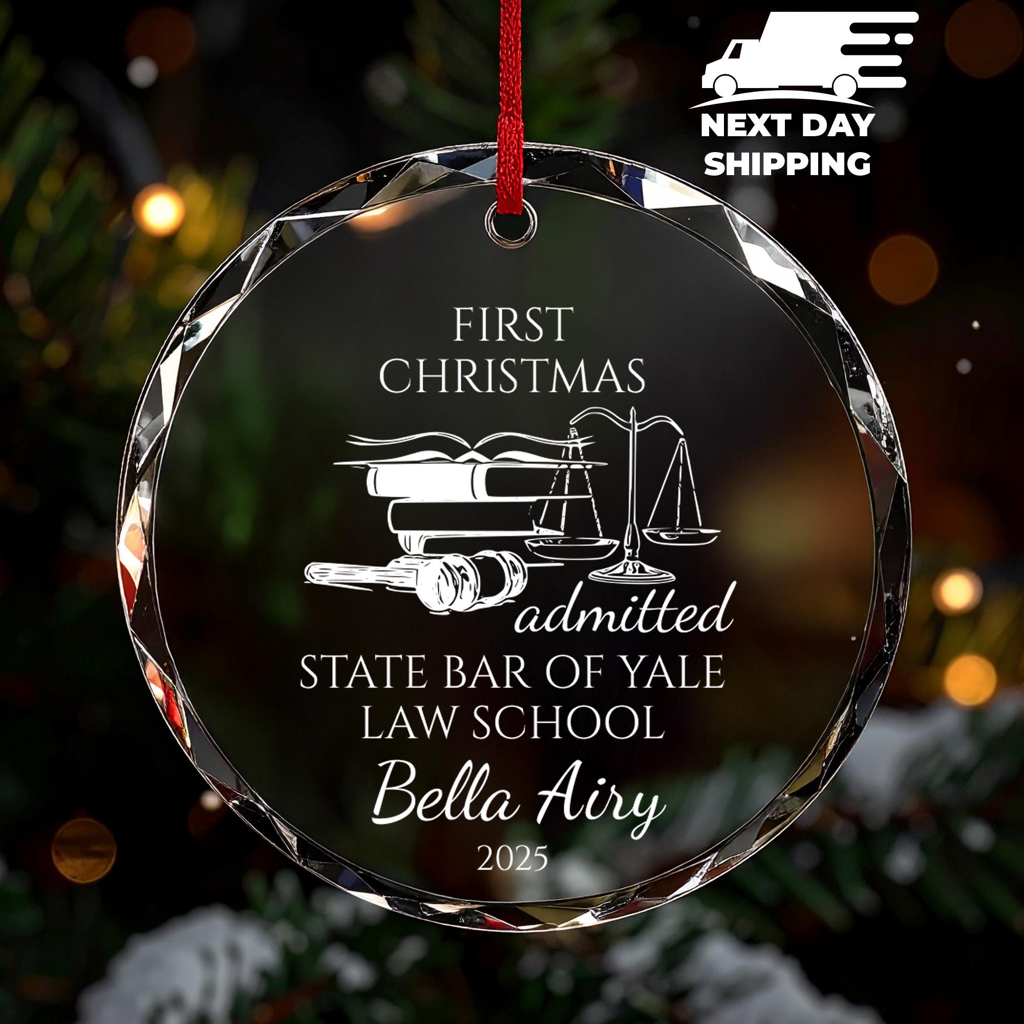 First Christmas Law School Ornament, Bar Exam Admitted Gift, Lawyer Graduation Keepsake, Custom Justice Scale Ornament 2025, Lawyer Gift
