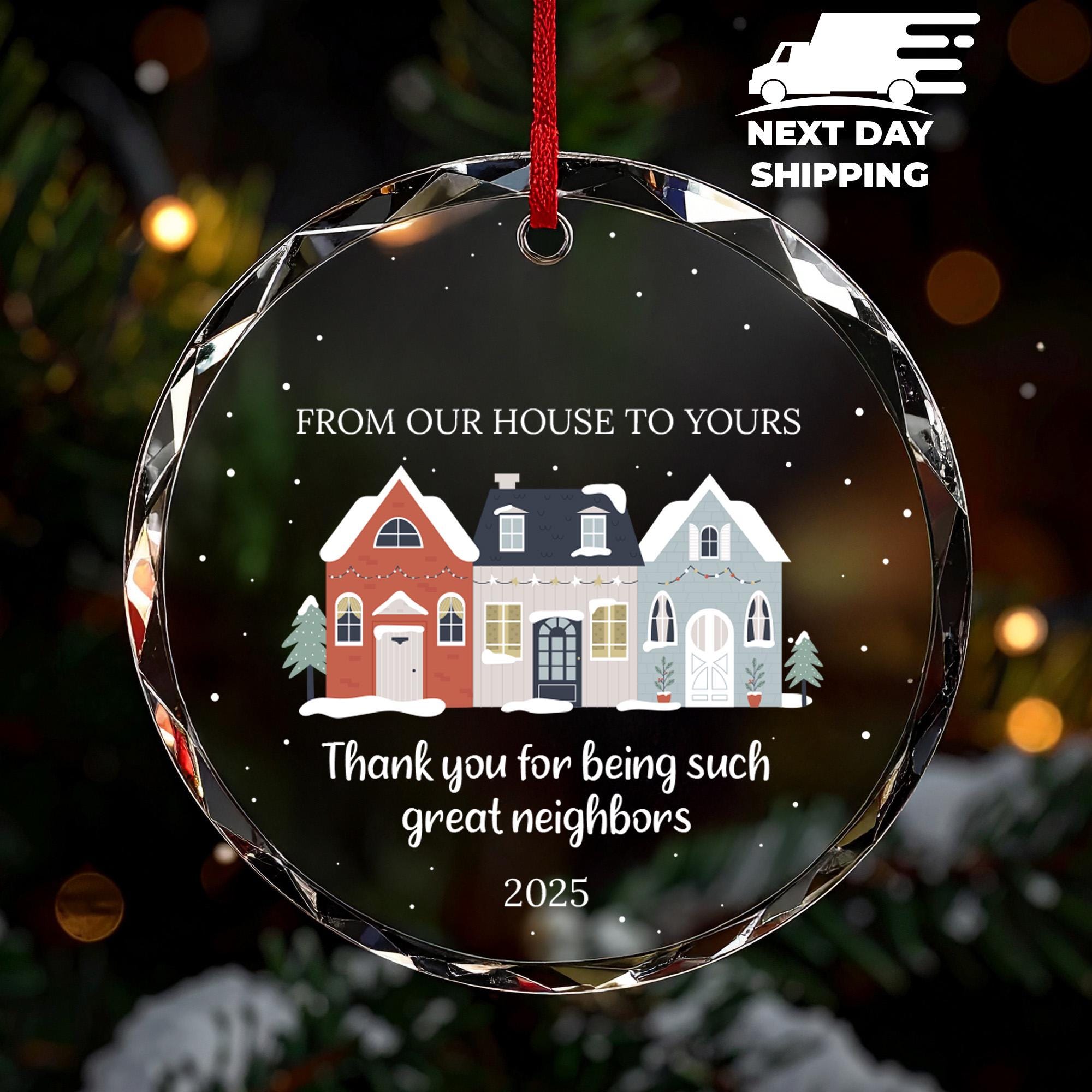 Merry Christmas Ornament, Personalized Christmas Gifts for Neighbors, Christmas Tree Ornament, Custom Glass Ornament, Acrylic Ornament
