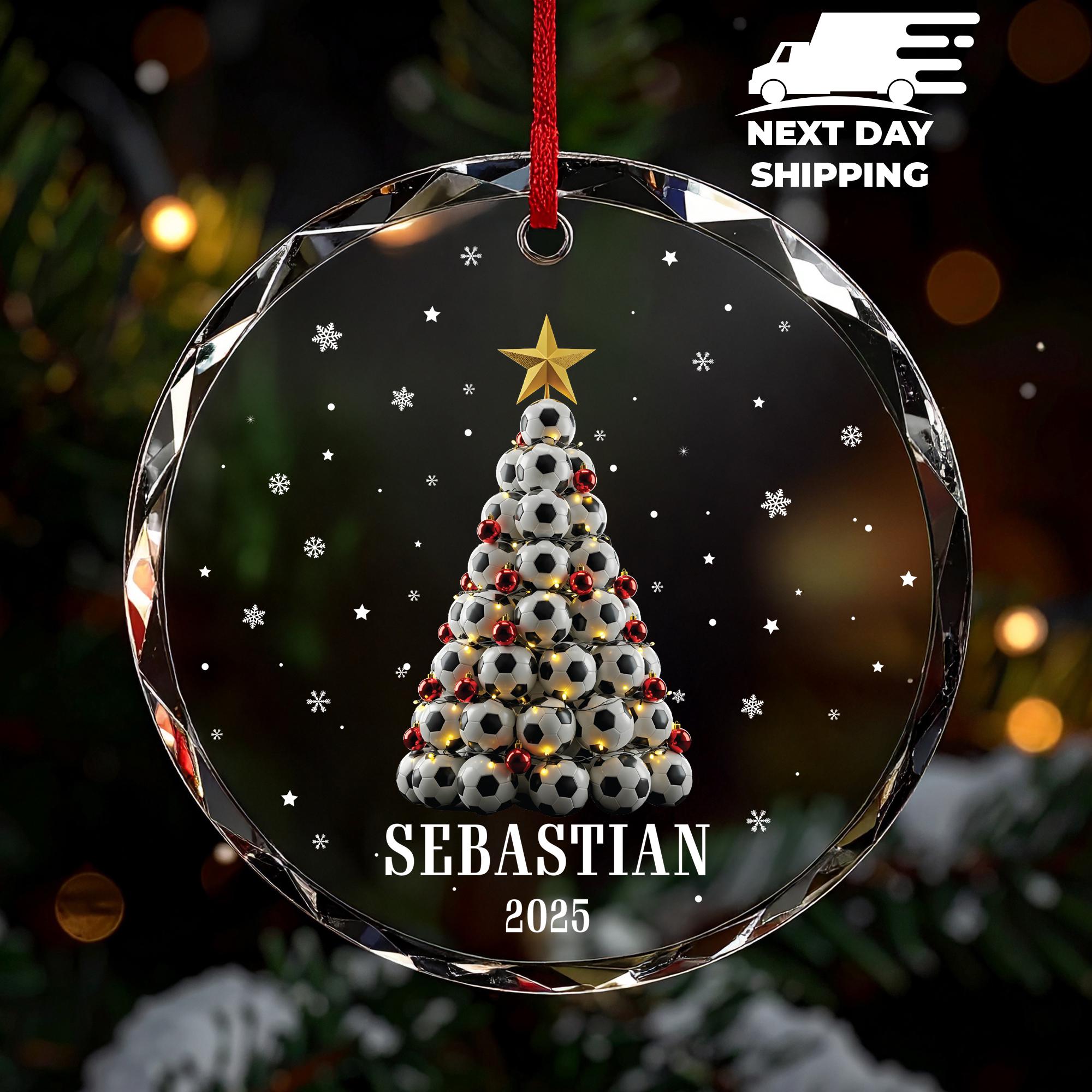 Soccer Ball Christmas Ornament, Soccer Fans Ornament, Custom Name Ornament, Sport Lover Ornament, Gift For Soccer Team Member, Gift For Boys