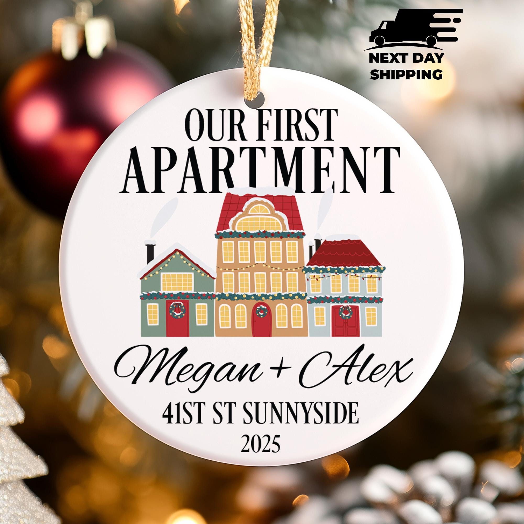 Our First Apartment Ornament, Personalized Christmas Ornament 2025, New Home Gift, Couple Keepsake, Acrylic, Ceramic or Glass Christmas Gift