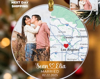 Adorno para propuesta de compromiso, adorno personalizado para pareja, adorno con mapa de ubicación para la propuesta, regalo de compromiso único, regalo para pareja