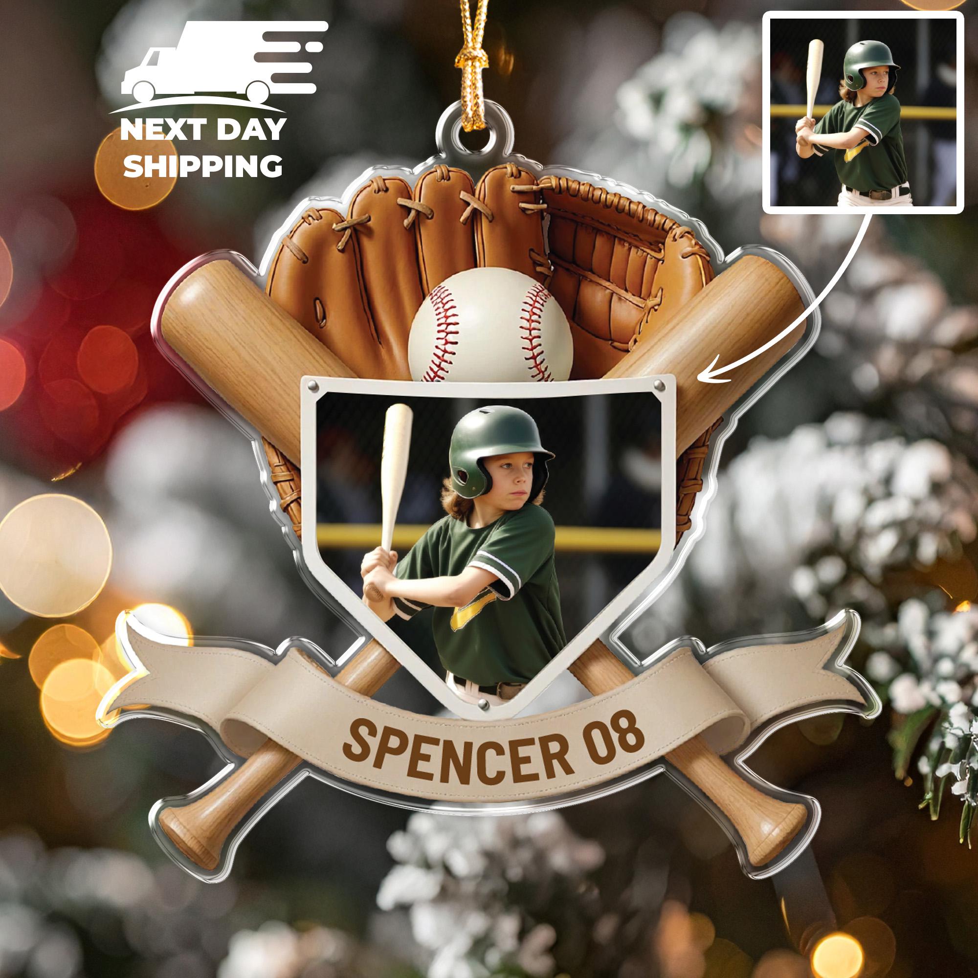 Custom Baseball Photo Ornament, Professional Baseball Player Ornament, Baseball Team Gift, Gift For Baseball Son, Player Name Number Gift