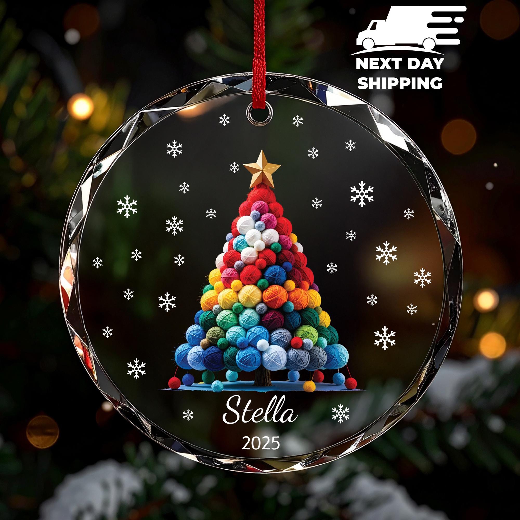 Custom Name Knitter Ornament, Yarn Ball Ornament, Personalized Knitting Christmas Ornament, Wool Christmas Tree, Gift For Crocheter