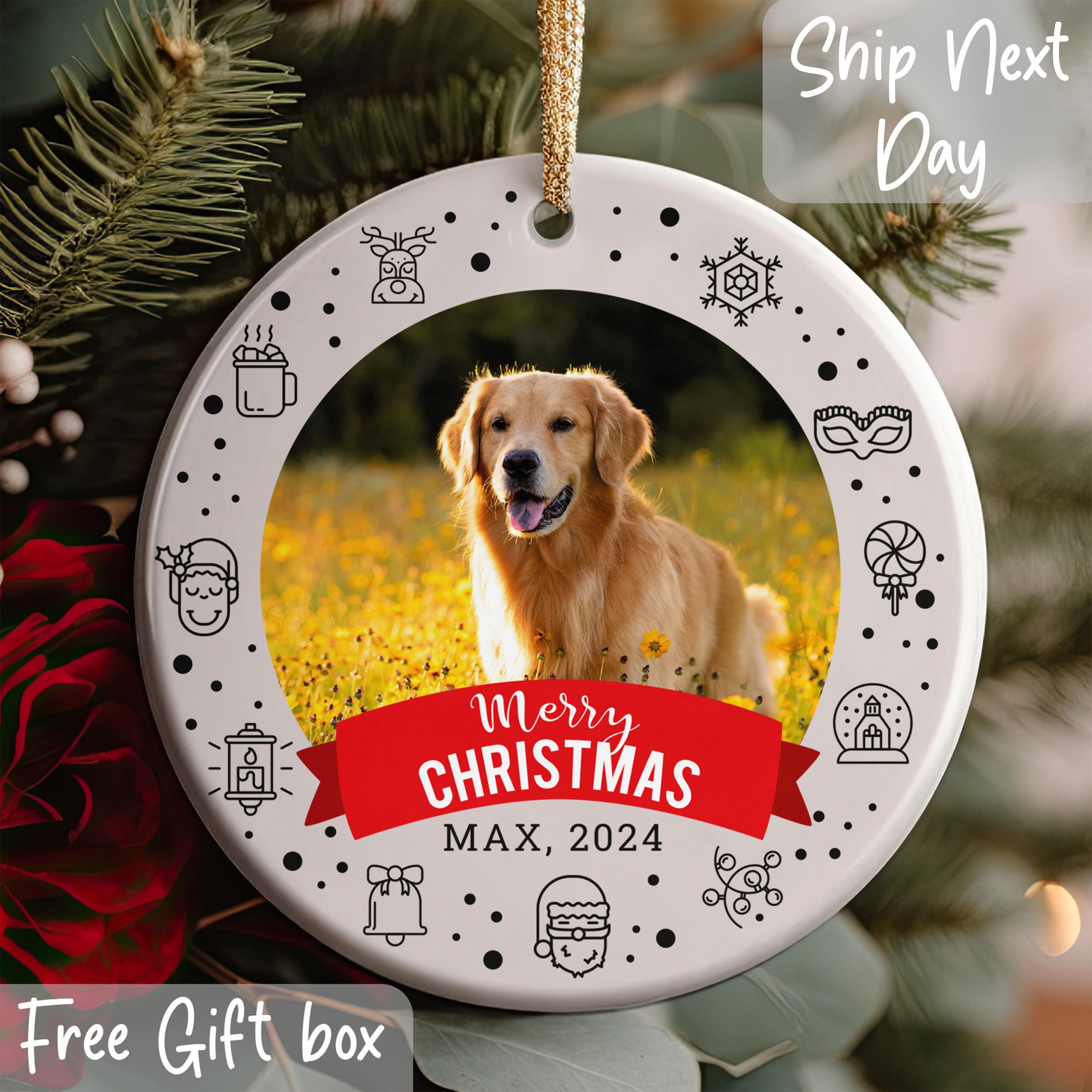 Merry Christmas Pet Ornament, Pet Photo Ornament, Dog Picture Ornament, Cat Photo Ornament, Pet Owner Keepsake, 2025 Ornament, Pet Name Gift