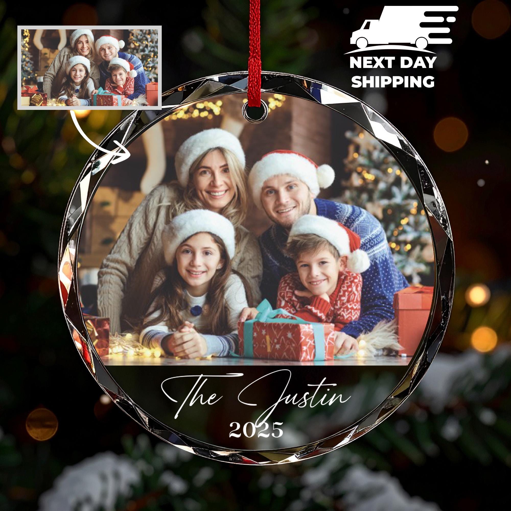 Personalized Family Christmas Ornament, Custom Photo Ornament, Family Ornament, Family Name Ornament, Ceramic Ornament, Christmas Gifts