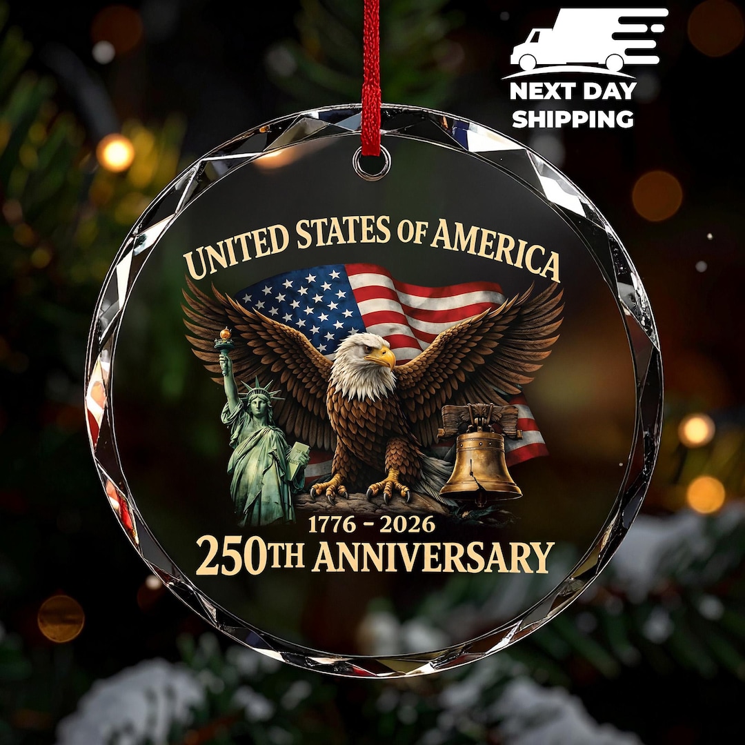 250th Anniversary Ornament, USA Patriotic Keepsake, Liberty Bell, Eagle